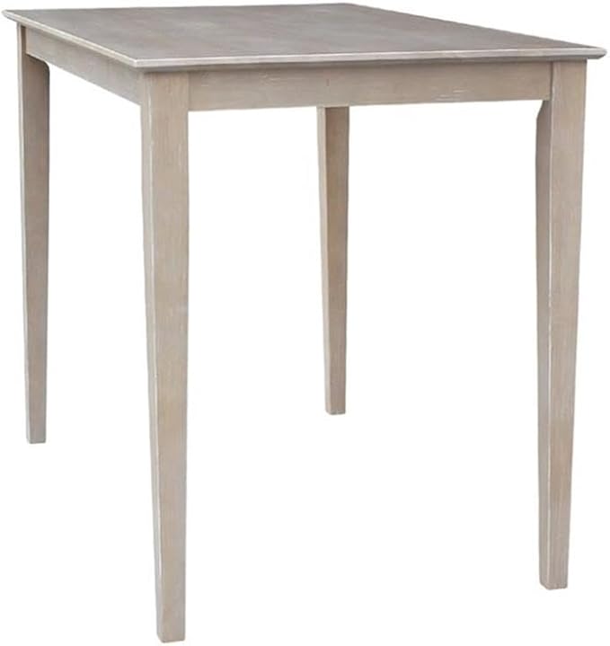 International Concepts Solid Wood Top Table - Counter Height, Washed Gray Taupe