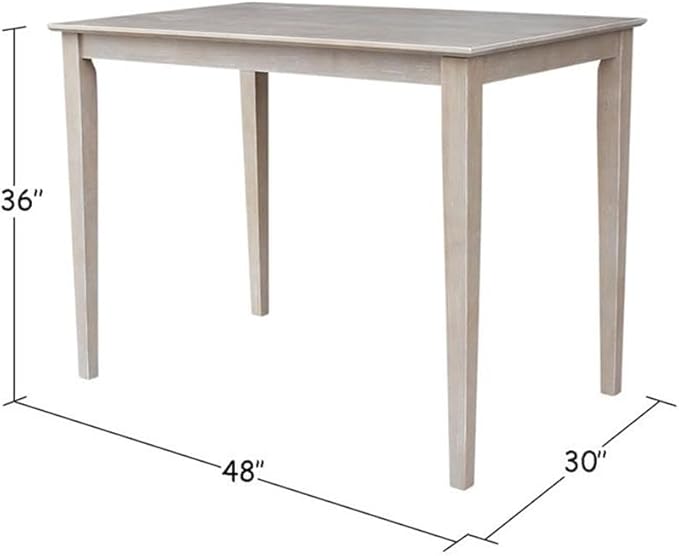 International Concepts Solid Wood Top Table - Counter Height, Washed Gray Taupe