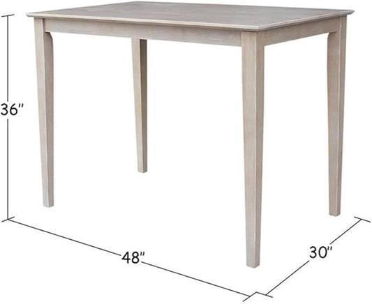 International Concepts Solid Wood Top Table - Counter Height, Washed Gray Taupe