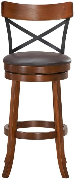 ERGOMASTER Swivel Bar-Stools Rubber Counter Height Barstool 24 Inch Seat Height Bar Chair Cappuccino X Open Back Heavy Duty for Kithcen Dining Bar（ 29 Inches, Set of 4）