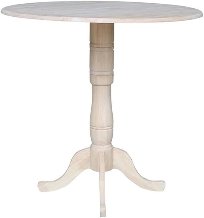 IC INTERNATIONAL CONCEPTS 42" Round Solid Wood Dual Drop Leaf Pedestal Table - Unfinished