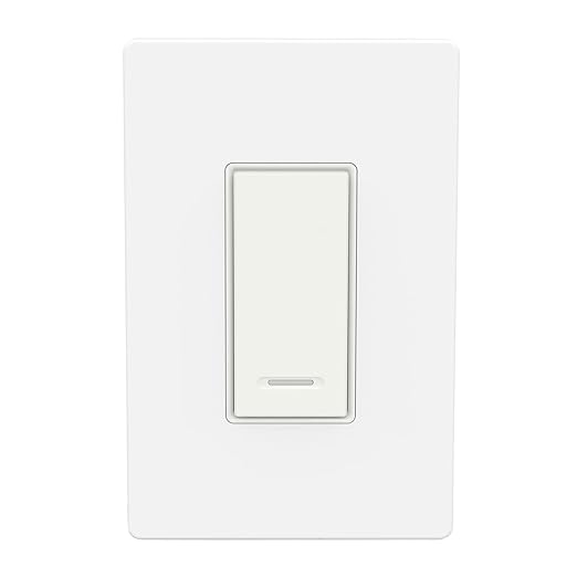 BN-LINK WiFi Smart in-Wall Light Switch, No Hub Required with Timer Function, White, Compatible with Alexa and Google Assistant, Neutral Wire Needed, 2.4 Ghz Network Only