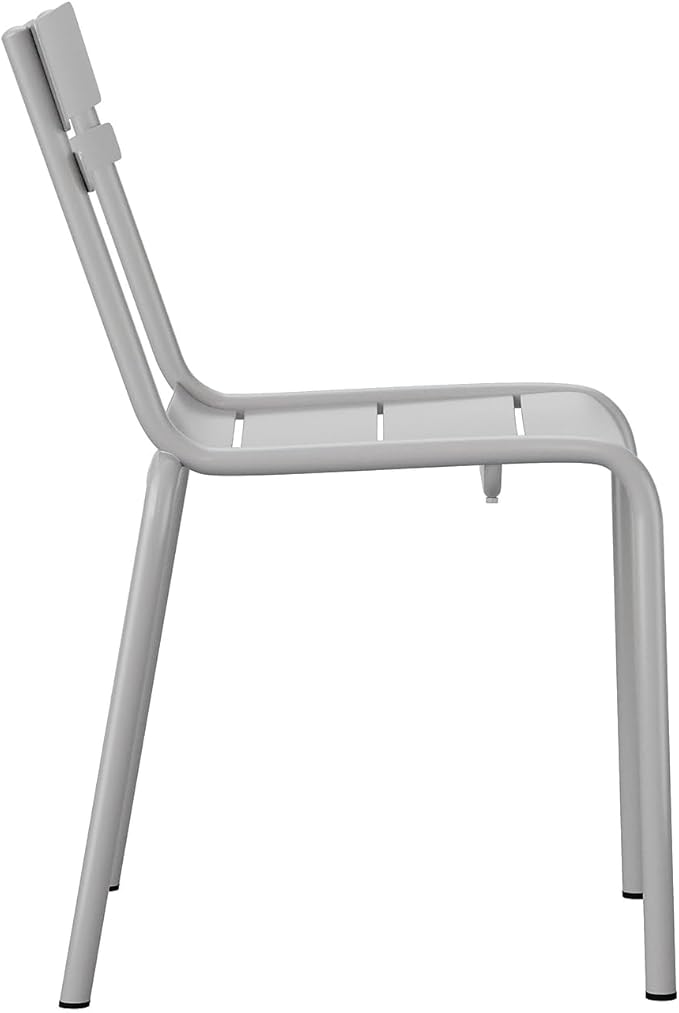 Flash Furniture Nash Commercial Grade Steel Stack Chair, Indoor-Outdoor Armless Chair with 2 Slat Back, Silver