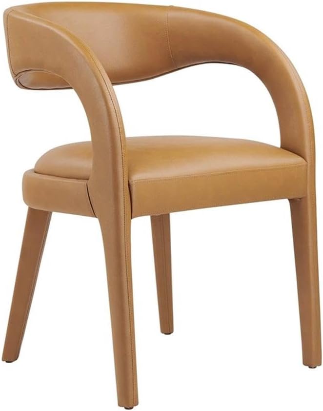 Modway EEI-6561-TAN Pinnacle Vegan Leather Dining Chair Set of Two, Tan