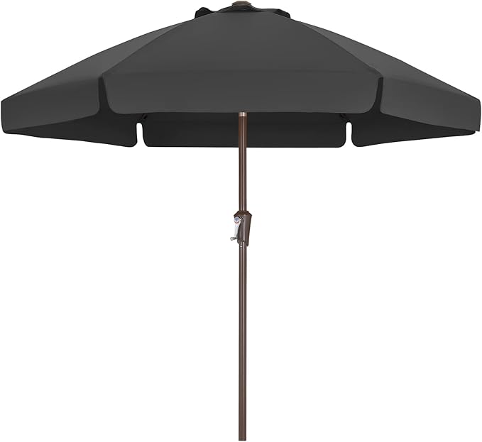 ABCCANOPY 7.5ft Scalloped Patio Umbrella, Outdoor Table Umbrella with Tilt and Crank, Fiberglass Ribs Deck Umbrella for Patio, Pool, Garden, Picnic (Dark Gray)