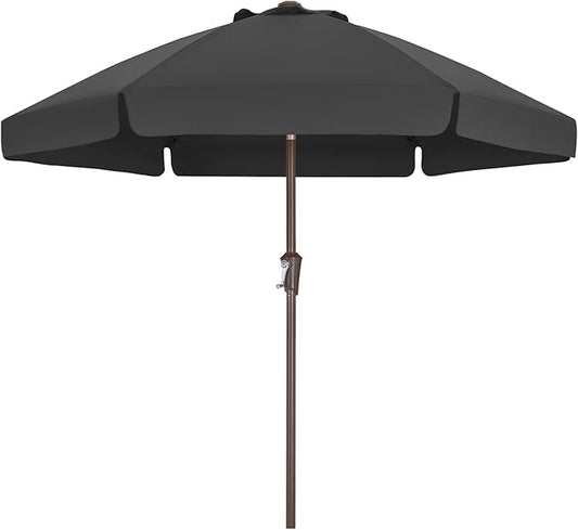 ABCCANOPY 7.5ft Scalloped Patio Umbrella, Outdoor Table Umbrella with Tilt and Crank, Fiberglass Ribs Deck Umbrella for Patio, Pool, Garden, Picnic (Dark Gray)