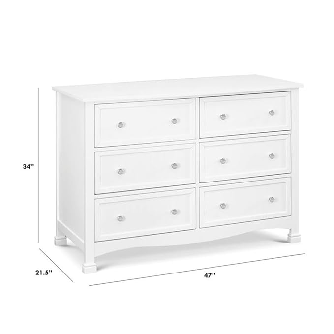 Kalani Baby Dresser for Nursery - GREENGUARD Gold Certified Wooden 6 Drawer Double Dresser - Kids Dresser for Boys and Girls - Multi-Purpose White Dresser for Bedroom, Living Room, and Hallway