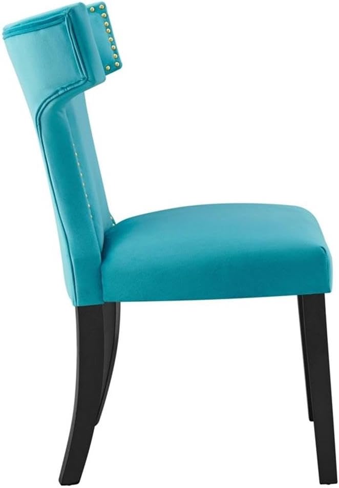 Modway EEI-5008-BLU Curve Performance Velvet Dining Chairs - Set of 2, Blue