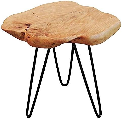 WELLAND Live Edge Side Table with Hairpin Legs, Natural Edge Side Table, Small Nightstand Wood, 15.5" Tall