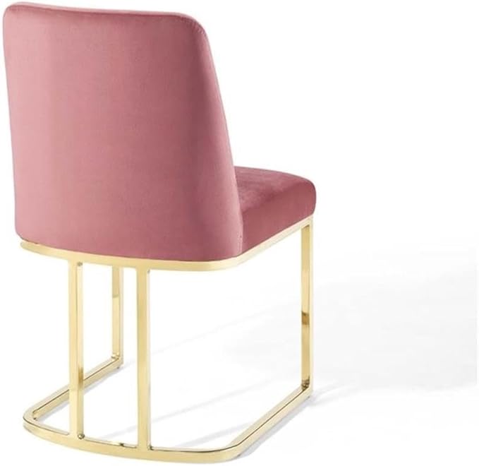 Modway Amplify Sled Base Performance Velvet Dining Side Chair, Gold Dusty Rose