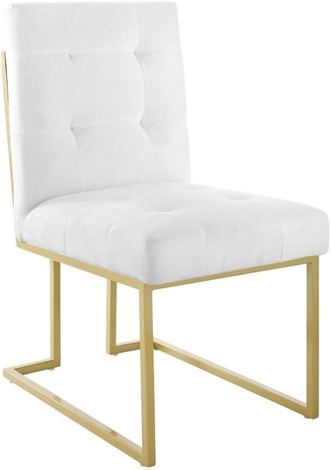 Modway Privy Upholstered Gold Stainless Steel Dining Chair in Gold White