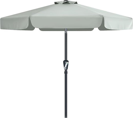 MASTERCANOPY 7.5ft Patio Umbrella with Valance, Crank and Tilt – 6 Ribs Outdoor Market Umbrella, UV/Fade Resistant, Waterproof Canopy with Wind Vent for Garden, Deck, Backyard, Pool (Light Gray)