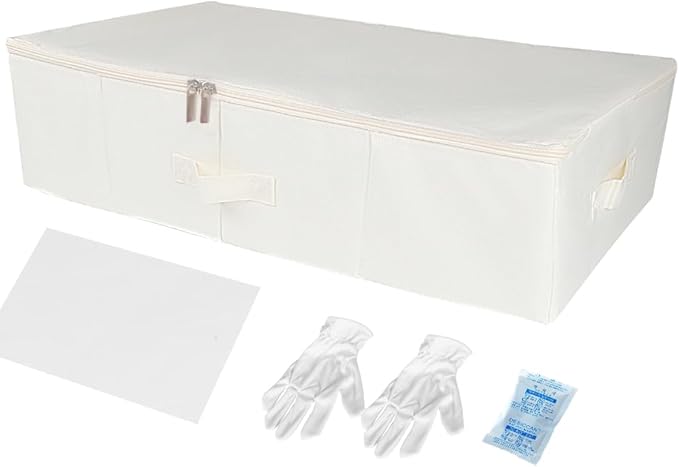 Large Wedding Dress Storage Box - Beige Preservation Box with 30Pcs Acid-free Tissue Paper