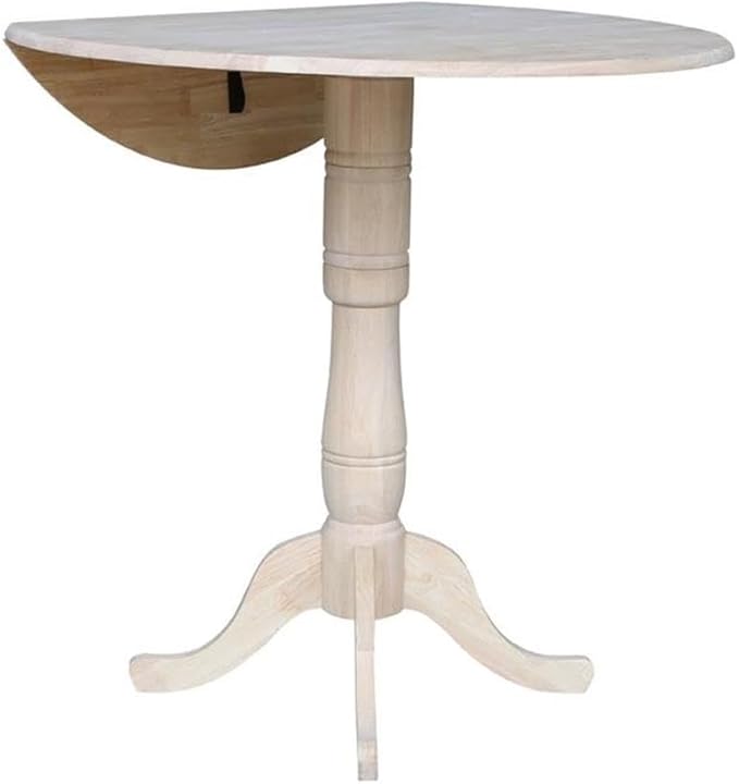 IC INTERNATIONAL CONCEPTS 42" Round Solid Wood Dual Drop Leaf Pedestal Table - Unfinished