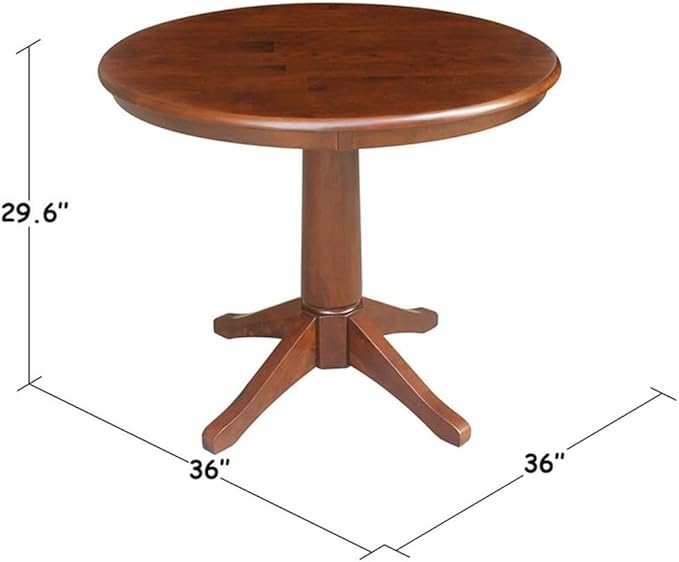 International Concepts 36" Round Top Pedestal Table-28.9" H Dining Table, Espresso