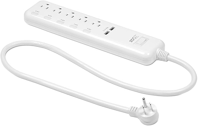 Zooz Z-Wave Long Range Power Strip ZEN20 800LR with Energy Monitoring and 2 USB Ports | Works with Z-Box, Hubitat, Home Assistant, Compatible with SmartThings