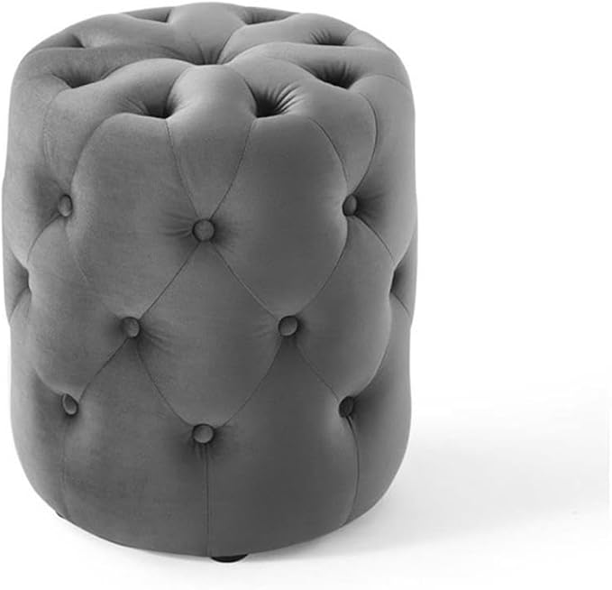 Modway EEI-3778-GRY Anthem Tufted Button Round Performance Velvet Ottoman, Gray