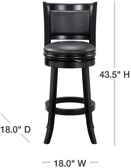 Boraam Augusta Bar Height Swivel Stool, 29-Inch, Black
