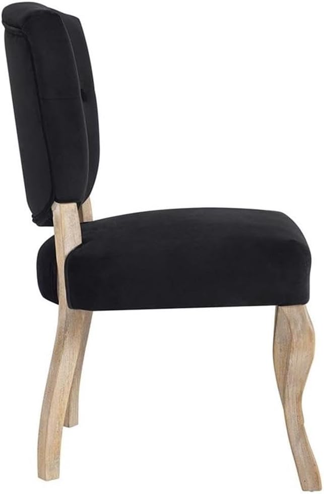 Modway Array French Vintage Tufted Performance Velvet Weathered Wood Dining Chair in Black