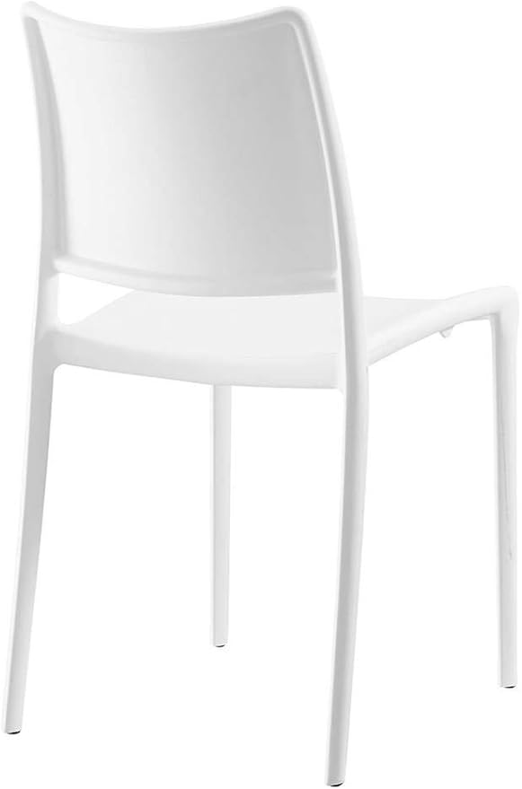 Modway Hipster Contemporary Modern Molded Plastic Stacking Two Dining Chairs in White