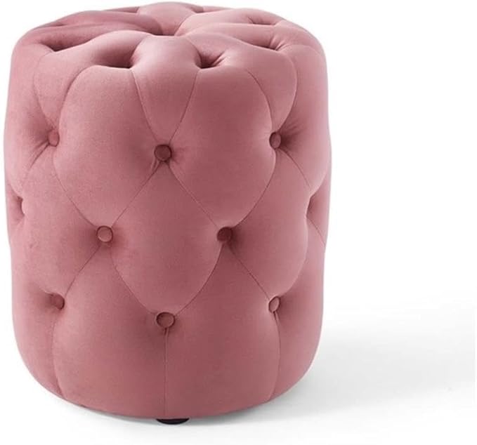 Modway EEI-3778-DUS Anthem Tufted Button Round Performance Velvet Ottoman, Dusty Rose