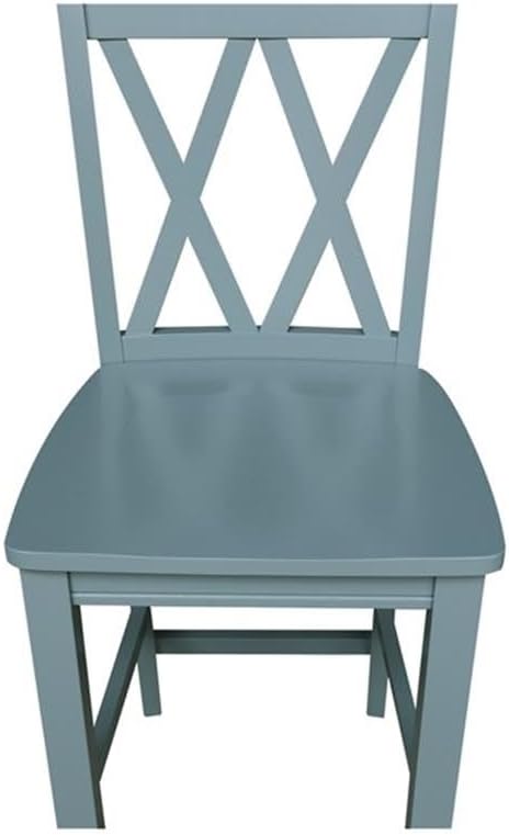 IC INTERNATIONAL CONCEPTS Solid Wood Double X Back Counterheight Stool in Smoked Blue - 24" Height