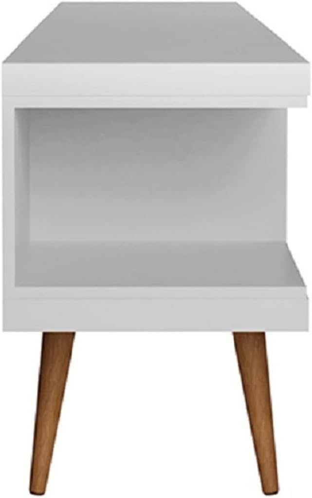 Manhattan Comfort Utopia 70.47" Freestanding Entertainment Center for Living Room, Mid Century Modern TV Stand with Shelves, Storage and Media Holes, Fits 65" Screens, White