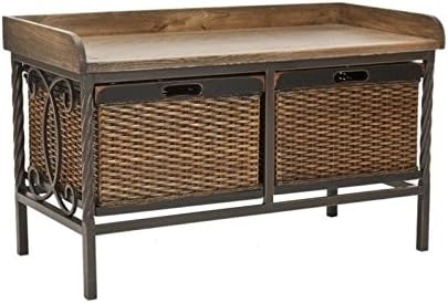 Safavieh American Homes Collection Noah Antiqued Pewter and Oak Storage Bench