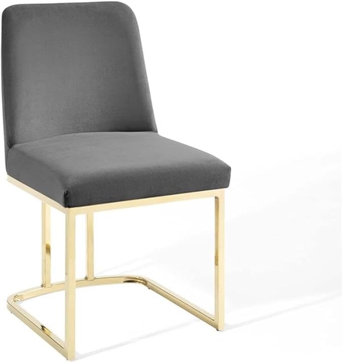 Modway Amplify Sled Base Performance Velvet Dining Side Chair - Set of 2 in Gold Gray