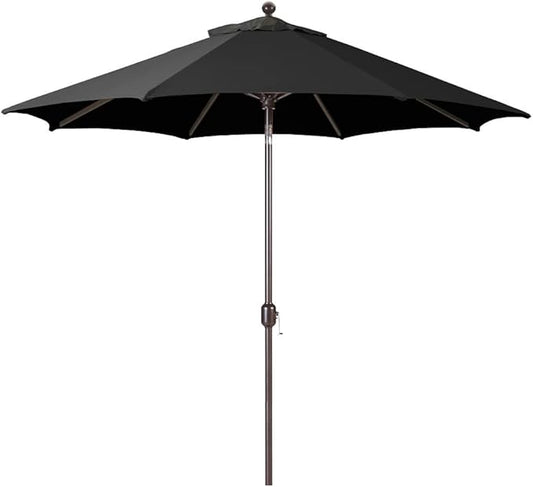 Galtech 11FT Octagon Patio Umbrella with Auto Tilt, Black Sunbrella Fabric, Heavy Duty Aluminum Frame for Pool, Deck, Backyard, 98% UV Protection