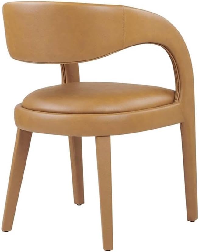 Modway EEI-6561-TAN Pinnacle Vegan Leather Dining Chair Set of Two, Tan