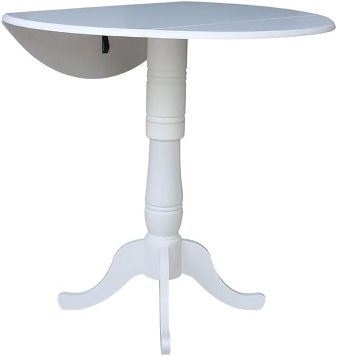 International Concepts 42 in Round Dual Drop Leaf Pedestal Table-41.5"H Dining Table, White