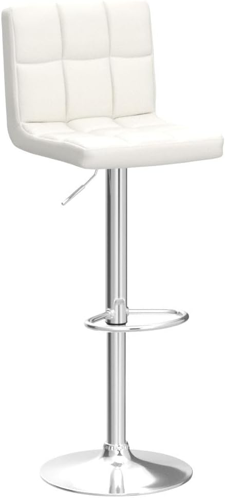 COSTWAY Adjustable Bar Stools Set of 4, Modern Swivel PU Leather Bar Chair with Backrest, Soft Cushioned Seat, Footrest, Sturdy Metal Frame, Comfortable Barstools for Kitchen Island, Pub, White