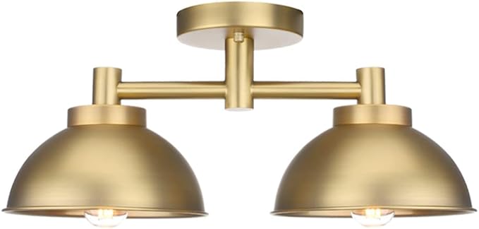 Pathson 2 Lights Ceiling Light Fixtures, Semi-Flush Mounted Vintage Ceiling Lighting Lamp with Metal Shade for Living Room Hallway Loft Kitchen Bathroom Close to Ceiling