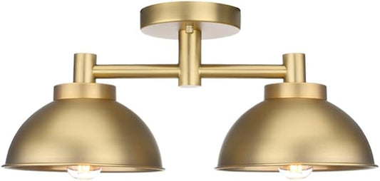 Pathson 2 Lights Ceiling Light Fixtures, Semi-Flush Mounted Vintage Ceiling Lighting Lamp with Metal Shade for Living Room Hallway Loft Kitchen Bathroom Close to Ceiling