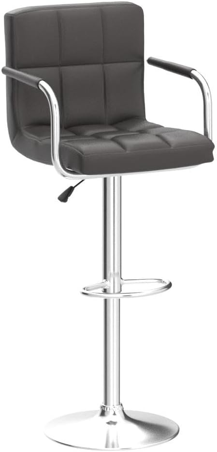 BestOffice Modern Bar Stool Set of 2 Barstools Armrest Height Adjustable Counter Stools Bar Chairs Swivel Bar Stool PU Leather Hydraulic Dining Room Chairs Home Kitchen Stools (Brown)
