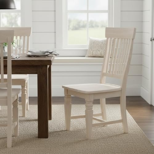 IC International Concepts, Set of Two Tall Java Dining Chairs, Unfinished, Solid Wood, Real Parawood, 19.7" W x 23" D x 39.4" H, , 225 lbs wt. Capacity, DIY, Paint or Stain Your Way, Unfinished