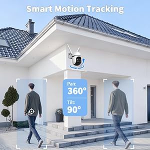2K Home Security Camera Outdoor,360 Pan Tilt 2.4G/5G Home Surveillance Camera,WiFi Outdoor Security Cameras With Color Night Vision,Human Detection and Tracking,24/7 Recording,Cloud & SD Card Storage