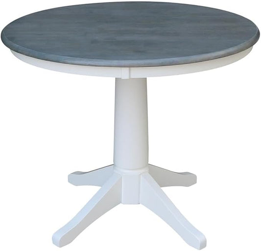 IC INTERNATIONAL CONCEPTS 36" Round Solid Wood Gray Table-Dining Height