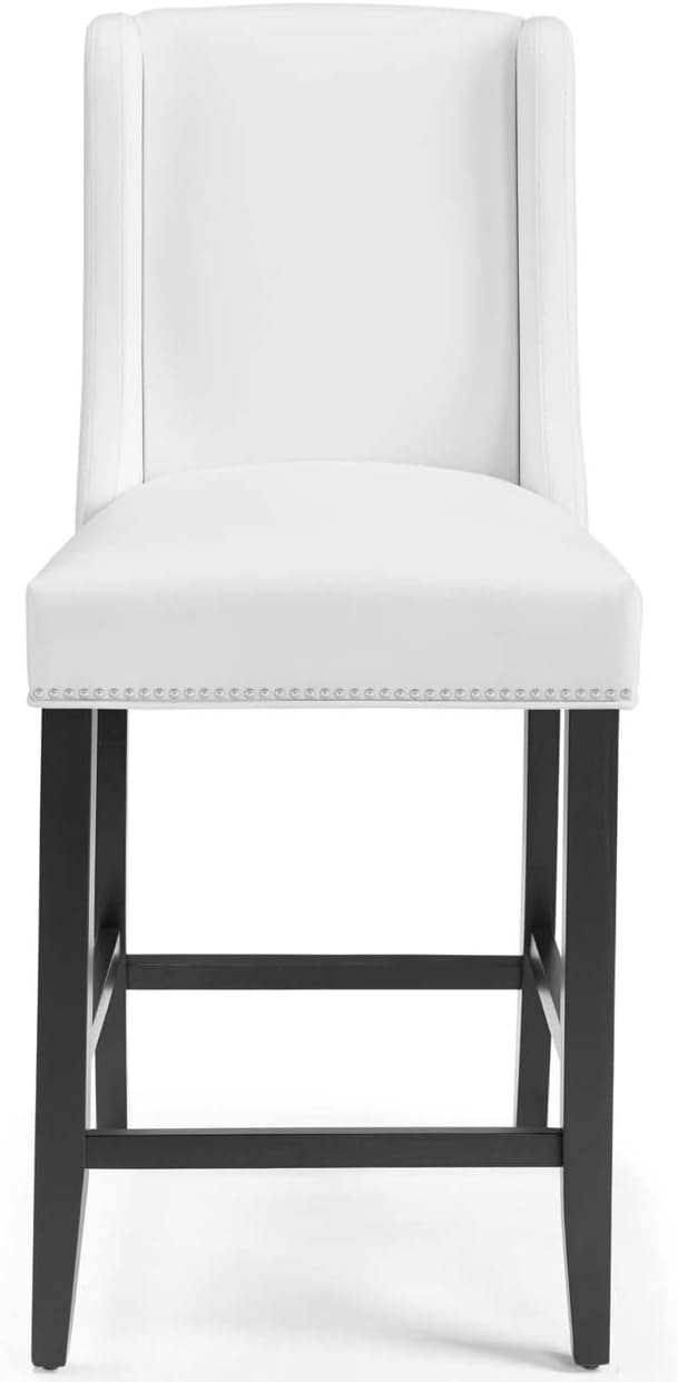 Modway Baron Counter Stool Faux Leather Set of 2, White