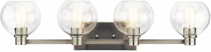 Kichler Harmony 33.5" Vanity Light in Brushed Nickel, 3-Light Traditional Bathroom Vanity with Clear Glass, (33.5" W x 8.25" H), 45895NI