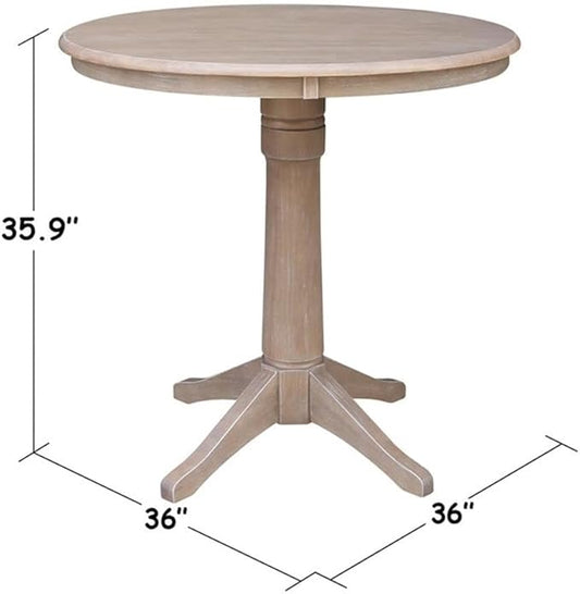 International Concepts 36" Round Top Pedestal Table-34.9" H, Washed Gray Taupe