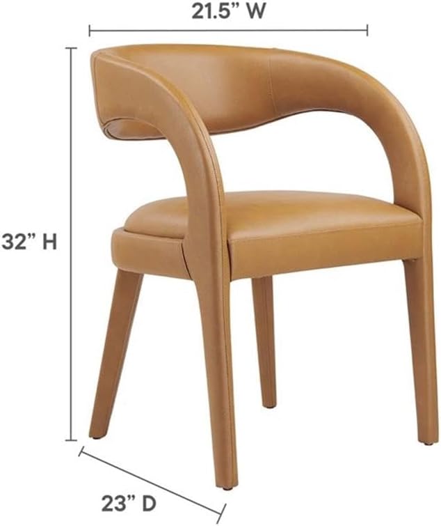 Modway EEI-6561-TAN Pinnacle Vegan Leather Dining Chair Set of Two, Tan