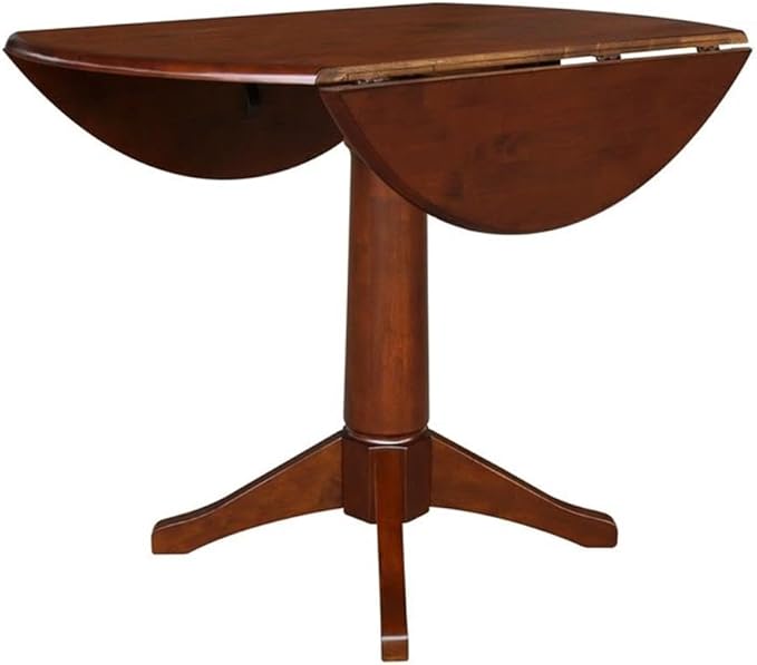 IC INTERNATIONAL CONCEPTS 42" Round Dual Drop Leaf Pedestal Table - 30.3" H Espresso