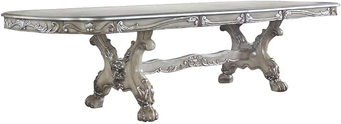 Acme Dresden Wood 136" Dining Table with Removable Leaf in Vintage Bone White