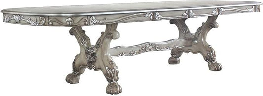 Acme Dresden Wood 136" Dining Table with Removable Leaf in Vintage Bone White