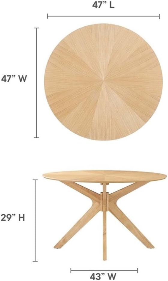 Modway EEI-3847-OAK Crossroads 47" Round Wood Dining Table, Oak