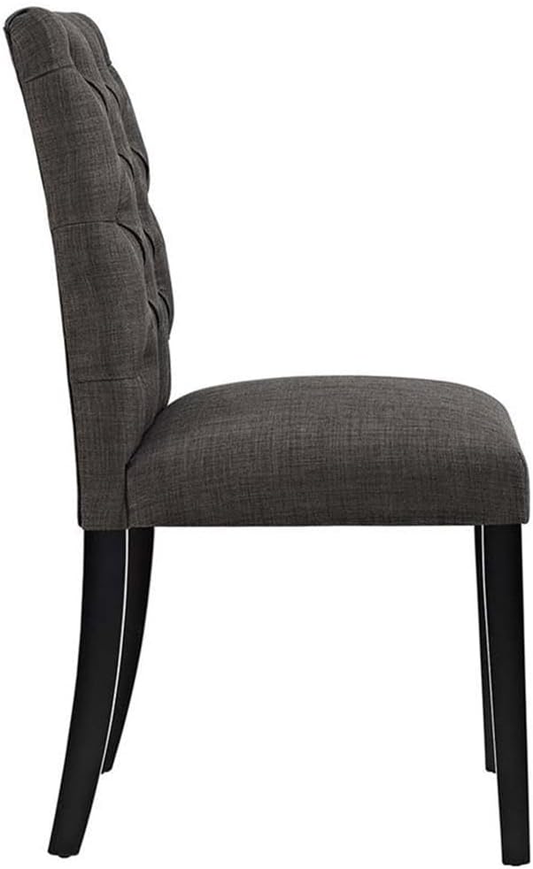 Modway Duchess Modern Tufted Button Upholstered Fabric Parsons Two Dining Chairs in Brown