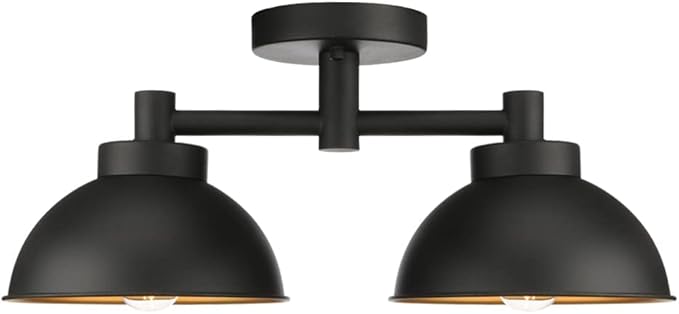 Pathson 2 Lights Ceiling Light Fixtures, Semi-Flush Mounted Vintage Ceiling Lighting Lamp with Metal Shade for Living Room Hallway Loft Kitchen Bathroom Close to Ceiling