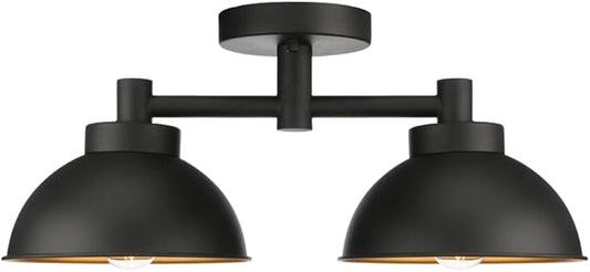 Pathson 2 Lights Ceiling Light Fixtures, Semi-Flush Mounted Vintage Ceiling Lighting Lamp with Metal Shade for Living Room Hallway Loft Kitchen Bathroom Close to Ceiling